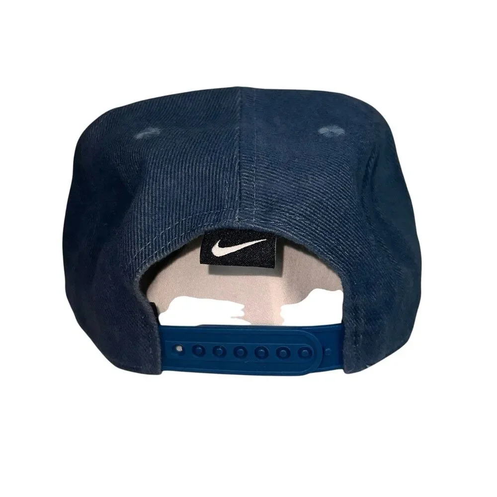 Vintage 90s Nike Snapback Just Do It Embroidered Blue Hat Red Swoosh Cotton